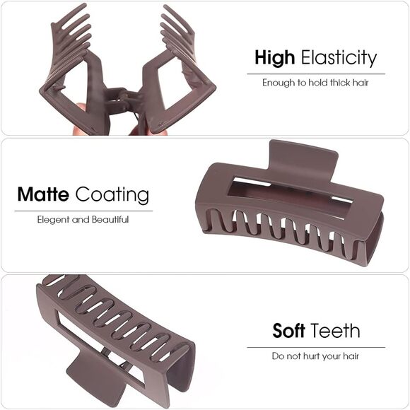 New Non Slip Hair Claw Clip Gift Set in Neutral Colors - Picture 4 of 6